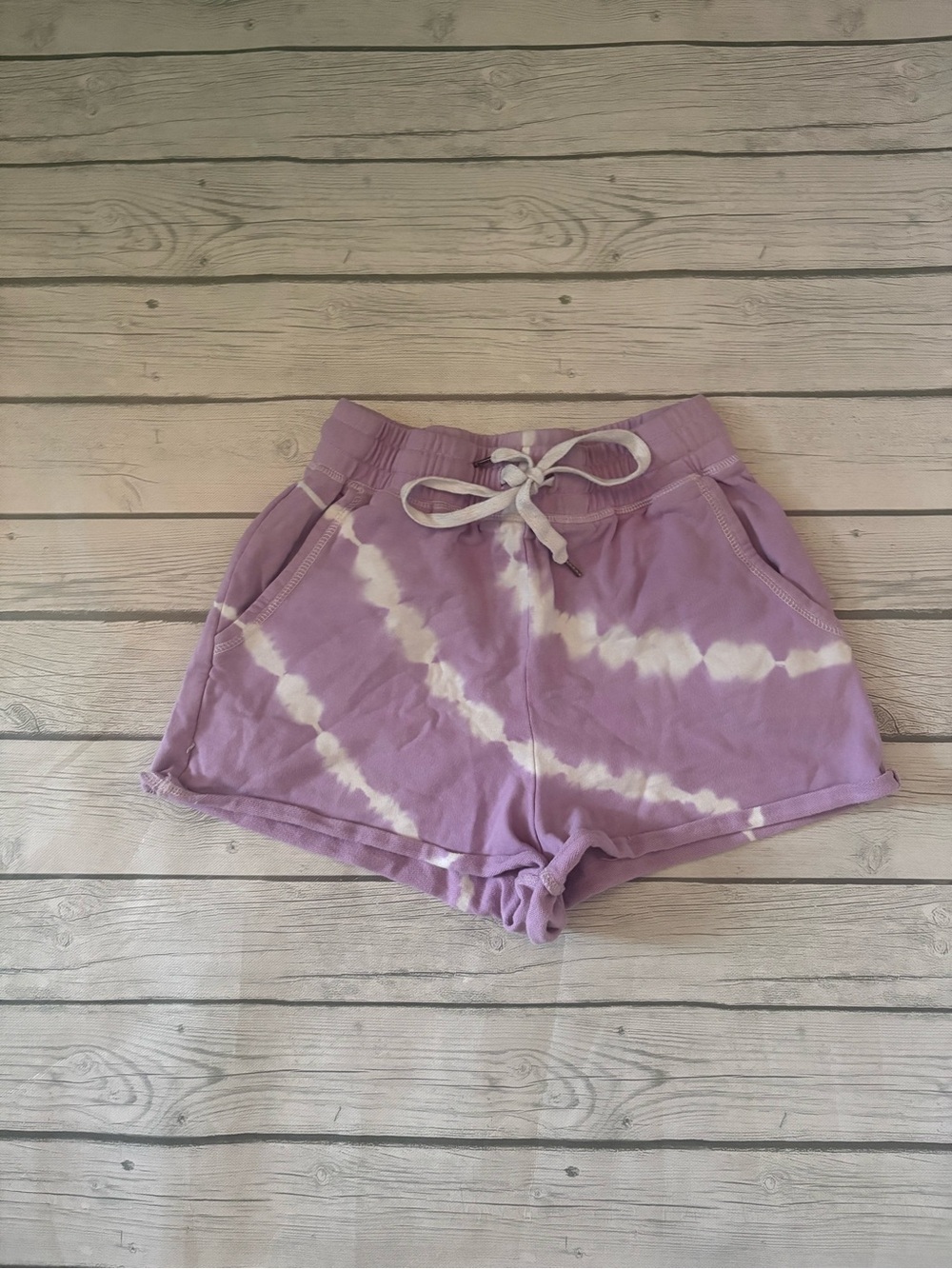 She + Sky Lavender Tie-Dye Athletic Shorts with Drawstring